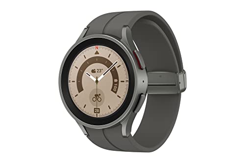 Samsung Galaxy Watch5 Pro, Runde Bluetooth Smartwatch, Wear OS, Outdoor-Fitnessuhr, Fitness-Tracker, 45 mm, Titanium