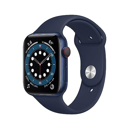 Apple Watch Series 6 (GPS + Cellular, 44 mm) Aluminiumgehäuse Blau, Sportarmband Dunkelmarine