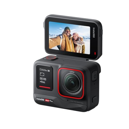 Insta360 Ace Pro - wasserdichte Action-Kamera, zusammen mit Leica entwickelt, 1/1,3'-Sensor und KI-Rauschunterdrückung für Beste Bildqualität, 4K120fps, 2,4'-Klappbildschirm & modernste KI-Funktionen