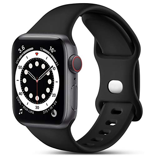 CeMiKa Kompatibel mit Apple Watch Armband 41mm 40mm 38mm, Ersatz Silikon Sport Armbänder Kompatibel mit iWatch Armband Series 9 8 7 6 5 4 3 2 1 SE, 38mm/40mm/41mm-S/M, Schwarz