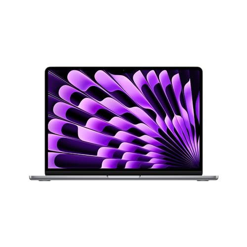 Apple 2024 13' MacBook Air Laptop mit M3 Chip: 13,6' Liquid Retina Display, 8 GB gemeinsamer Arbeitsspeicher, 256 GB SSD Speicher, beleuchtete Tastatur, 1080p FaceTime HD Kamera, Touch ID, Space Grau